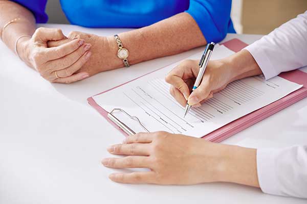 Filling out paperwork
